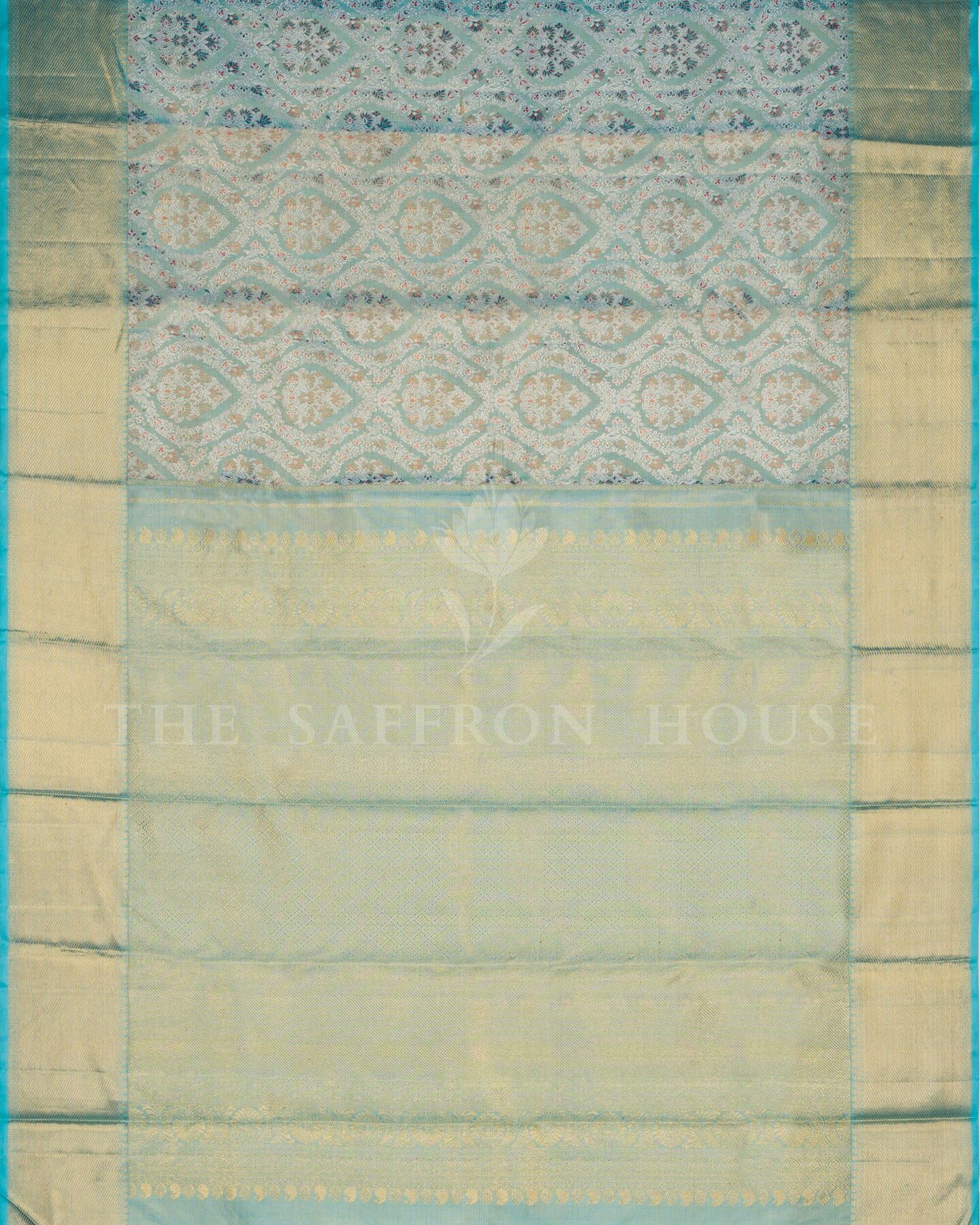 Sea Green And Blue Kanjivaram Silk Saree – The Saffron House