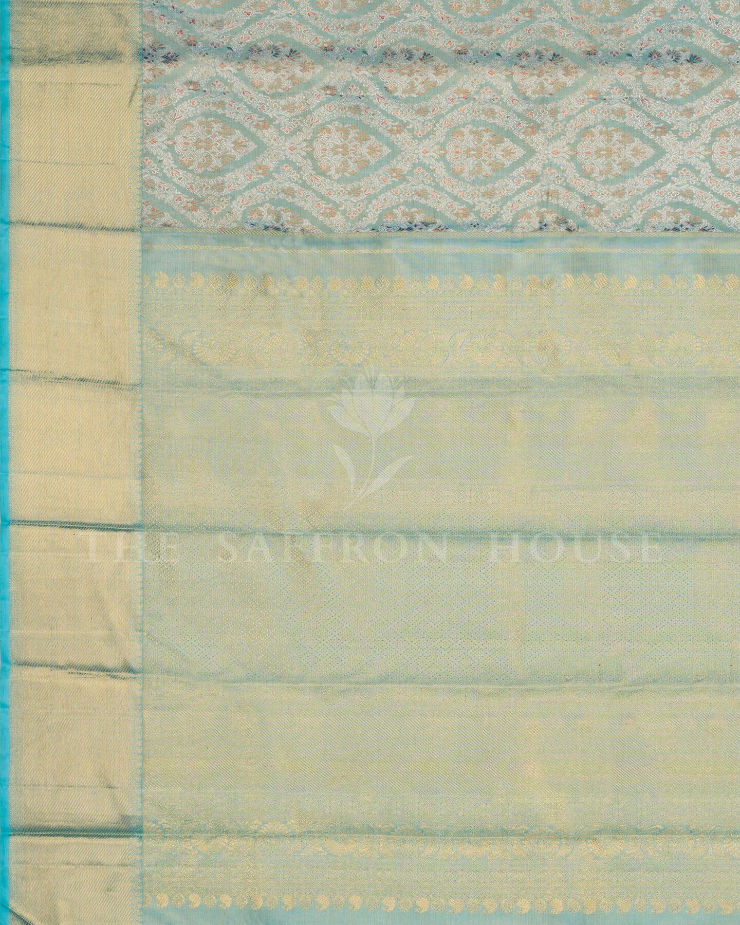 Sea Green And Blue Kanjivaram Silk Saree – The Saffron House