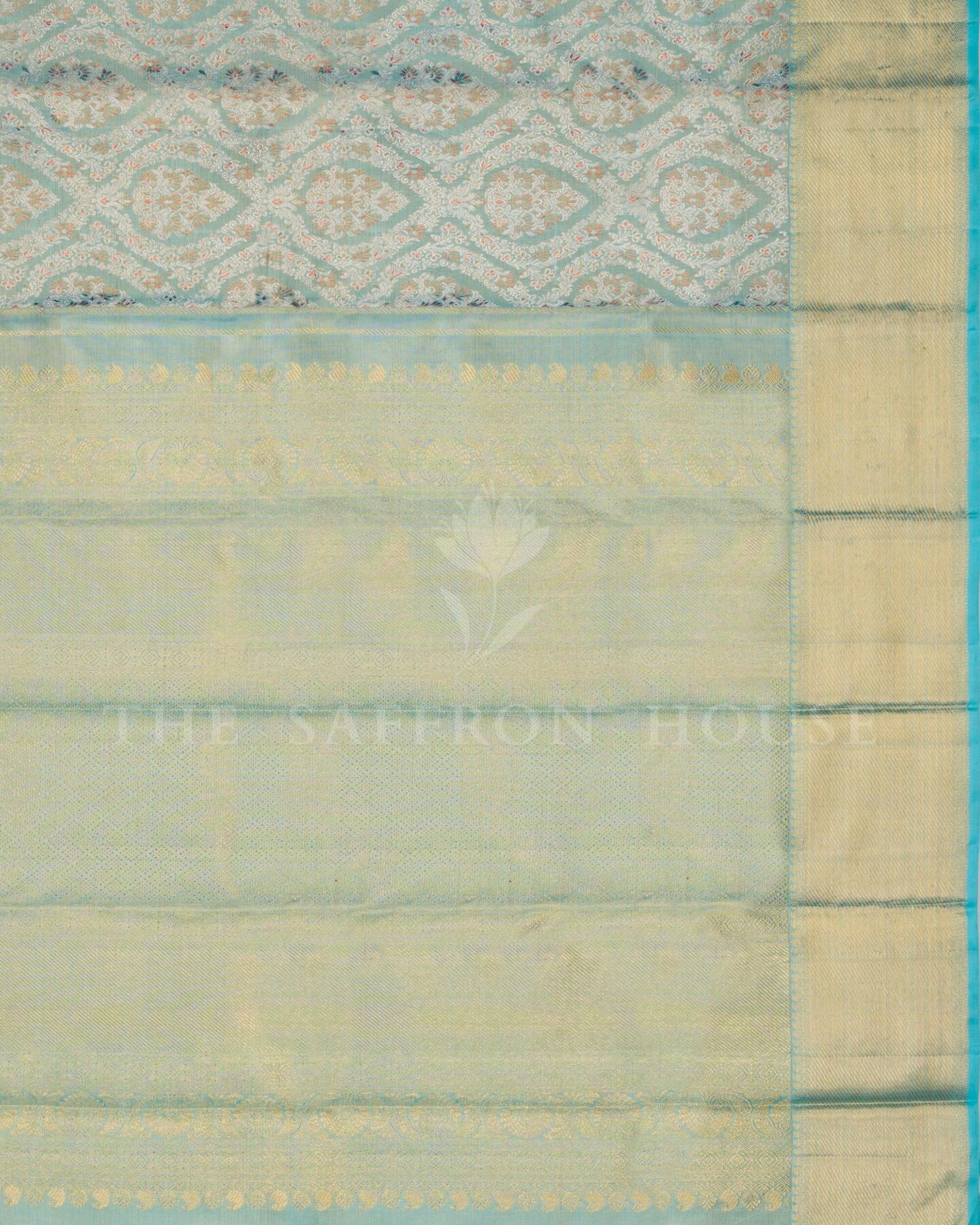 Sea Green And Blue Kanjivaram Silk Saree – The Saffron House