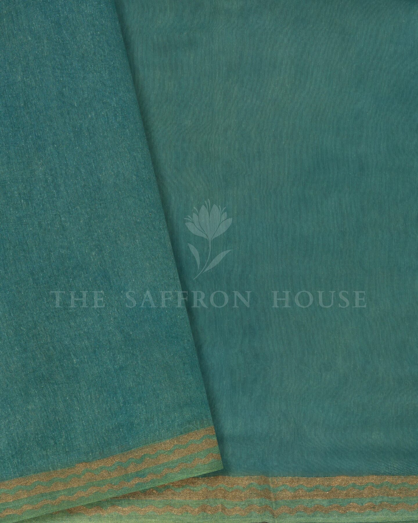 Sea Blue Tussar Organza Saree – The Saffron House
