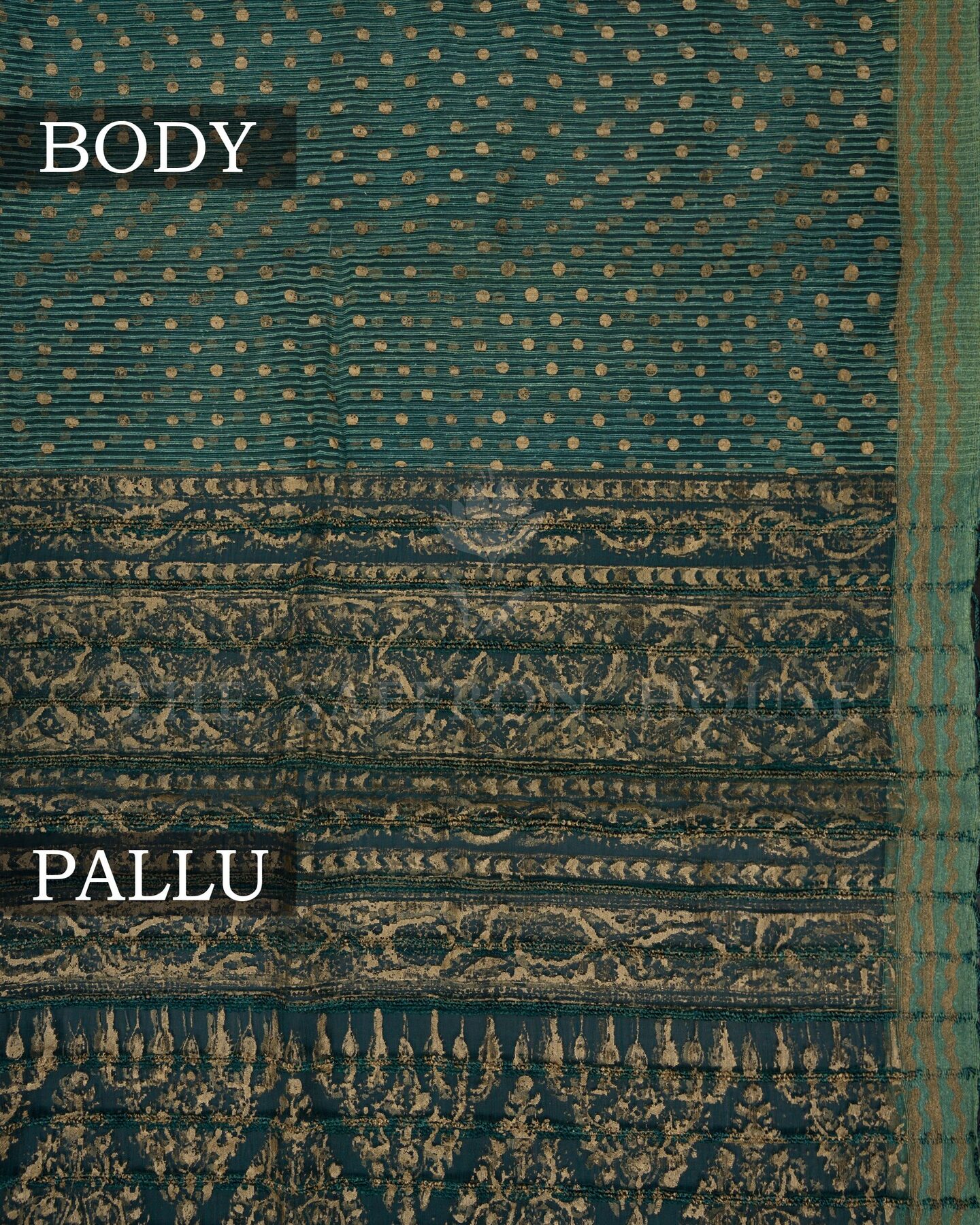 Sea Blue Tussar Organza Saree – The Saffron House