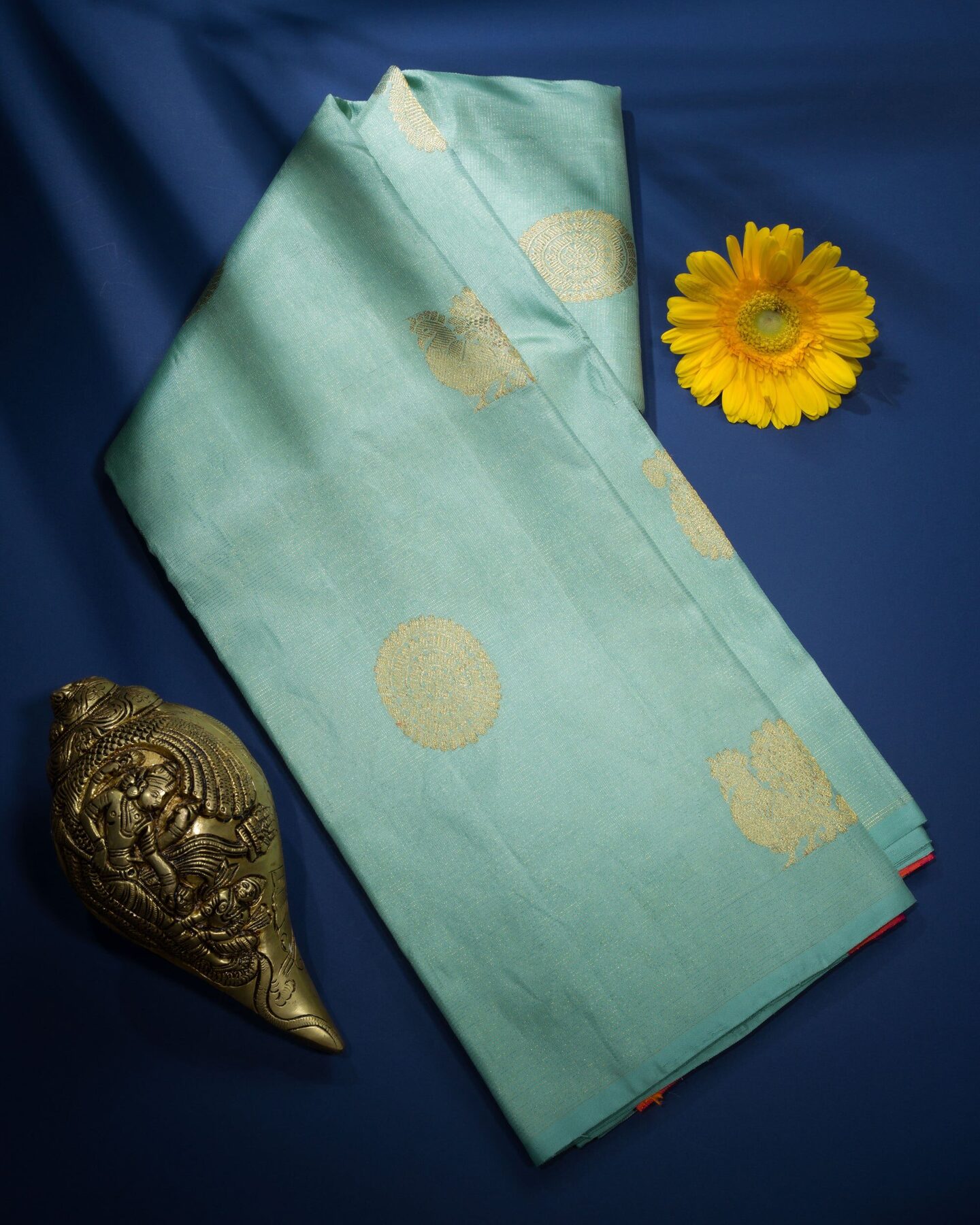 Sea Green Kanjivaram Silk Saree – The Saffron House