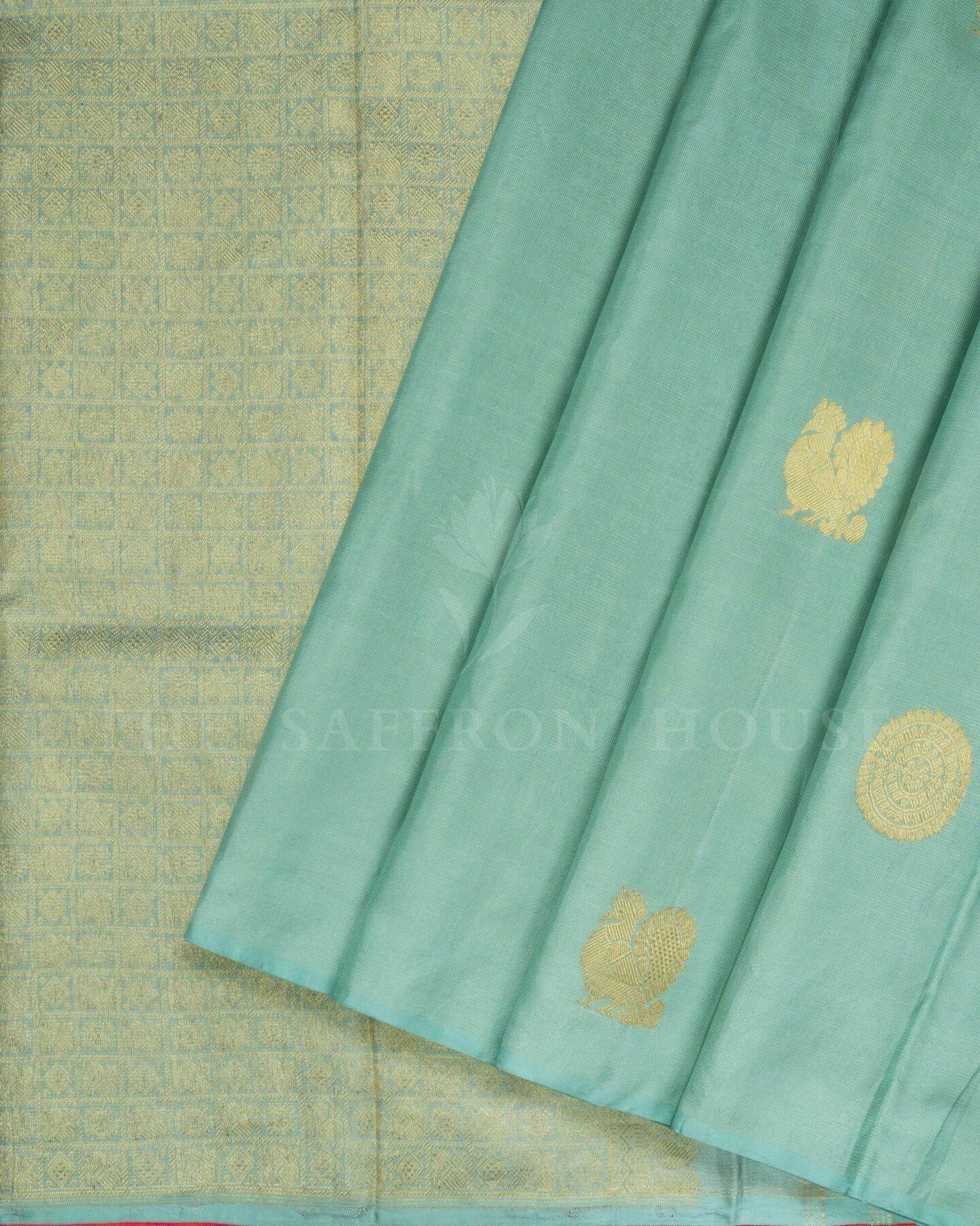 Sea Green Kanjivaram Silk Saree – The Saffron House