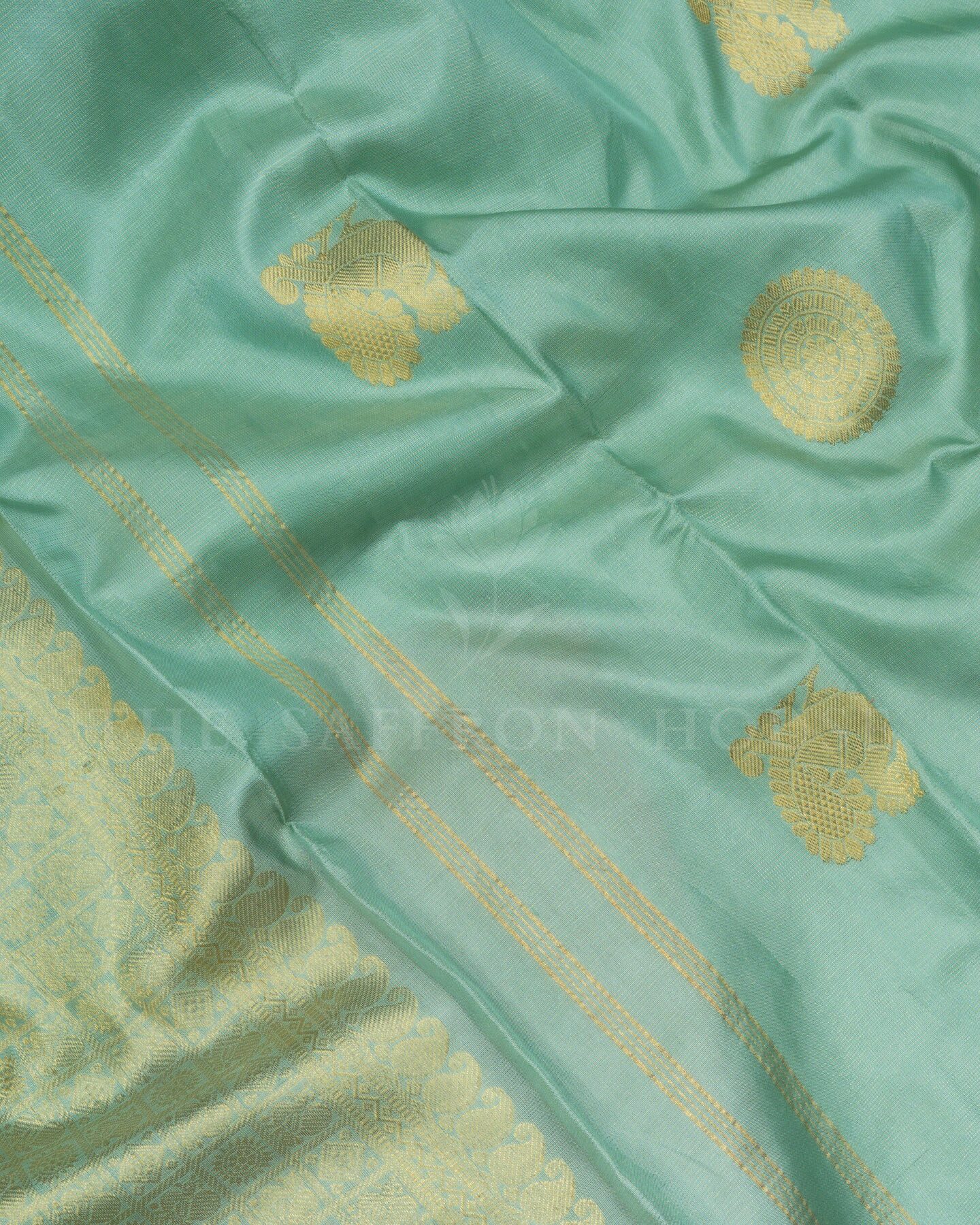 Sea Green Kanjivaram Silk Saree – The Saffron House