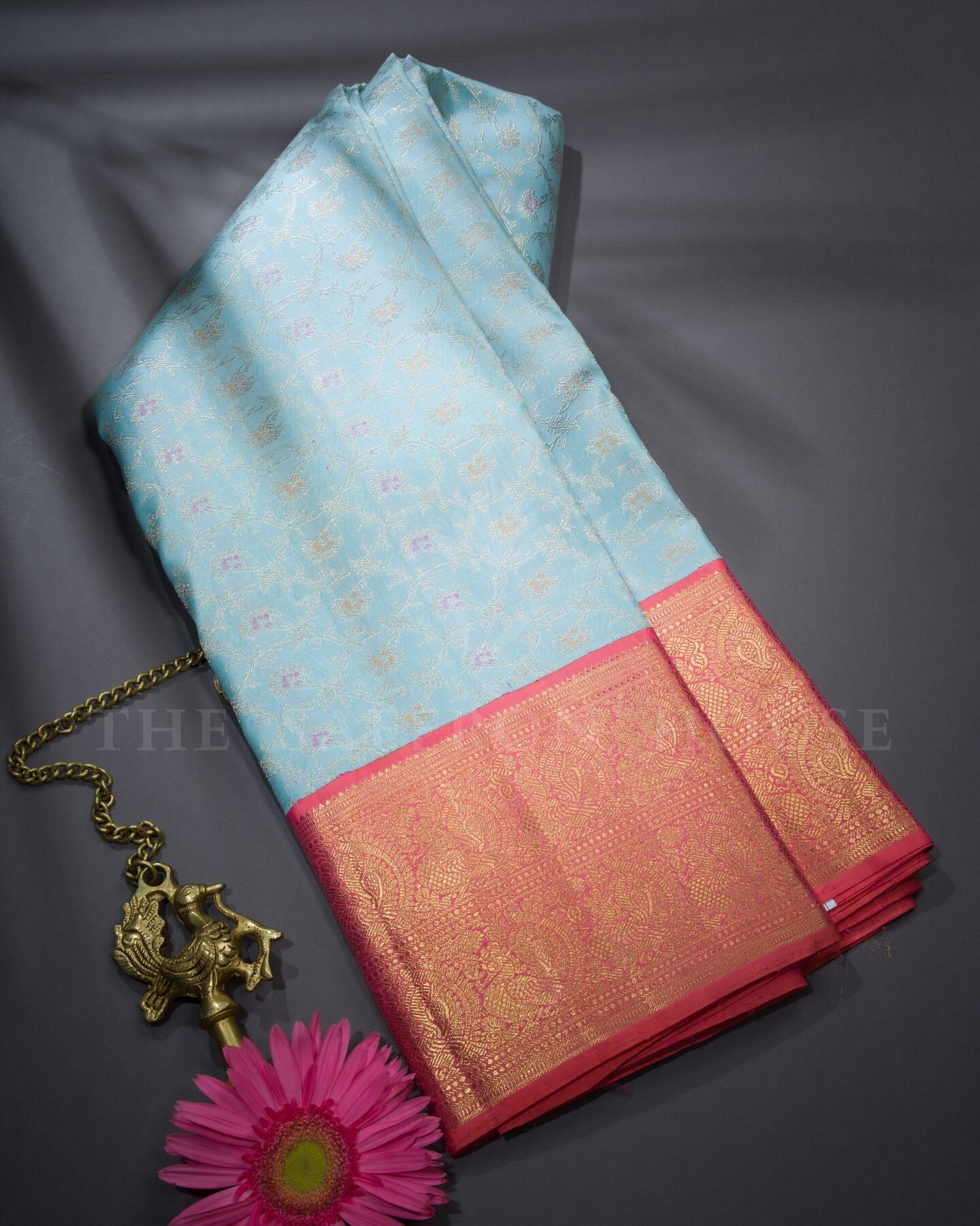 Sky Blue Brocade Kanjivaram Silk Saree