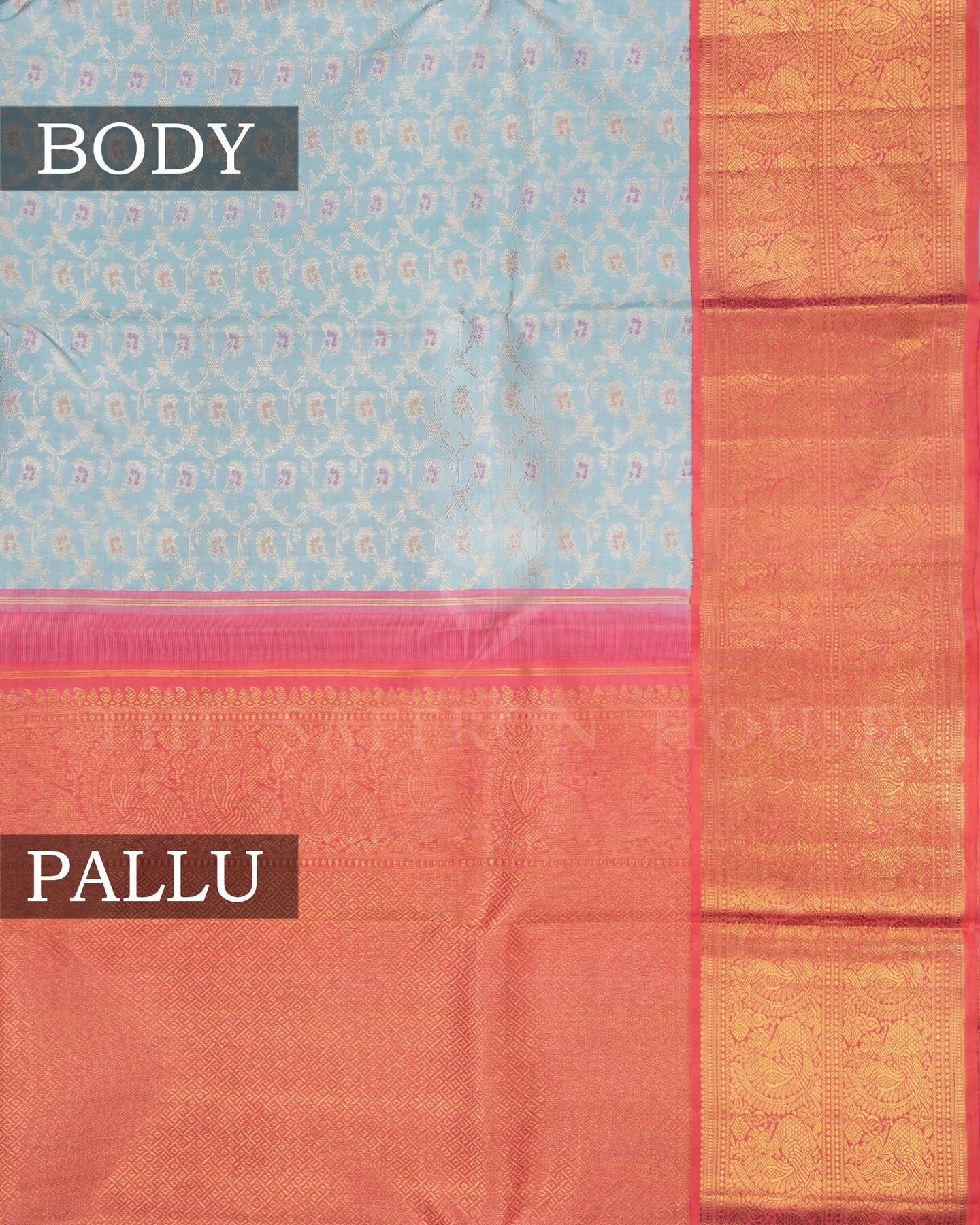 Sky Blue Brocade Kanjivaram Silk Saree – The Saffron House