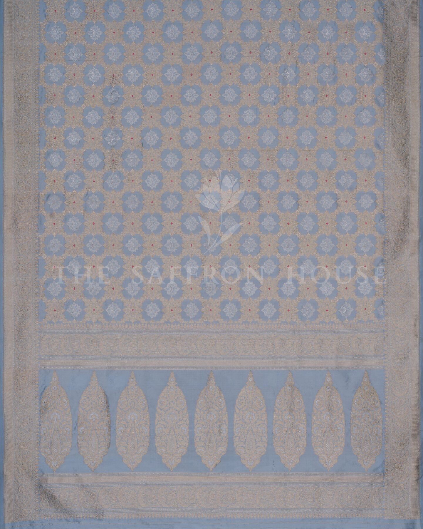 Blue Katan Banarasi Silk Saree – The Saffron House