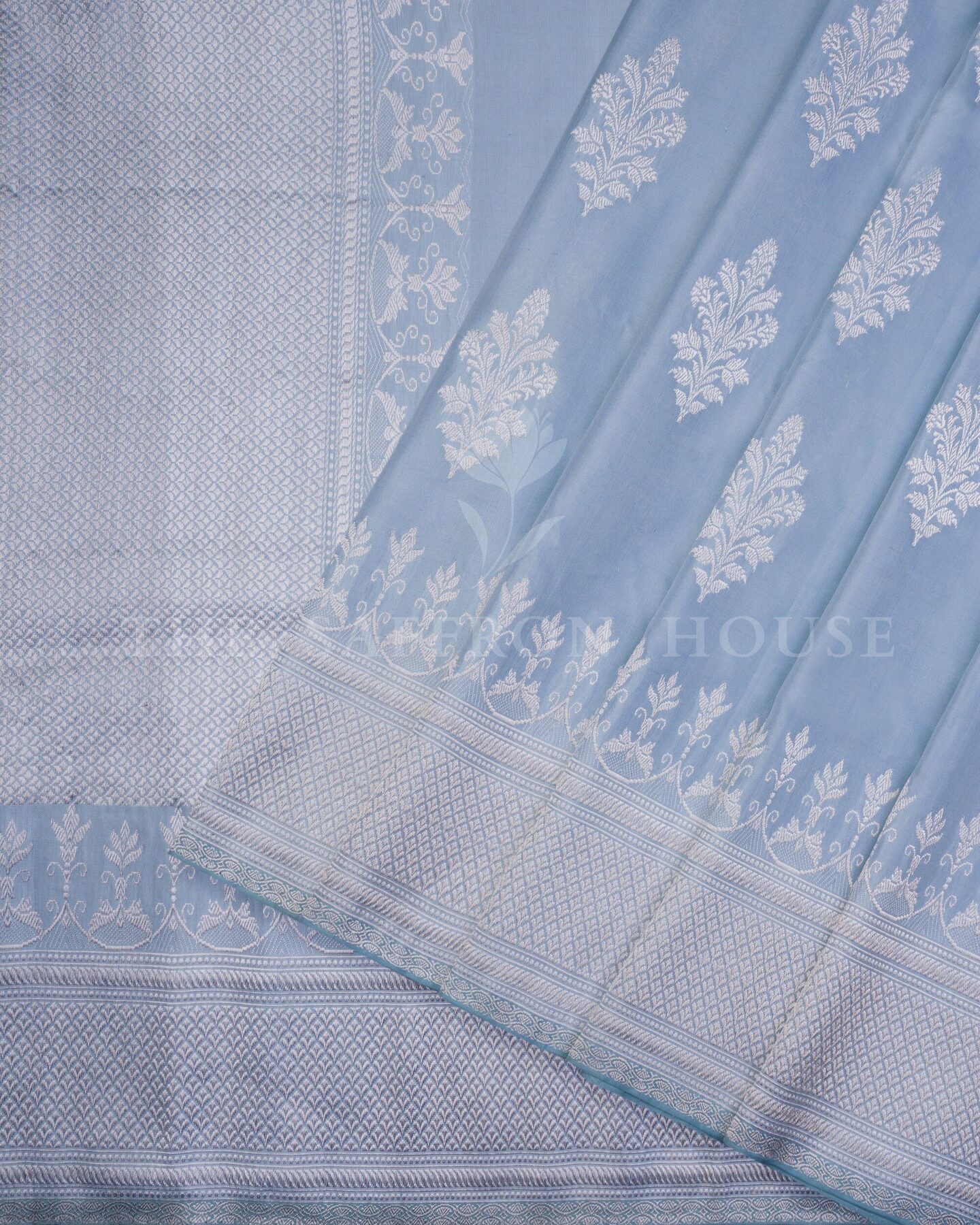 Sky Blue Mashru Banarasi Saree