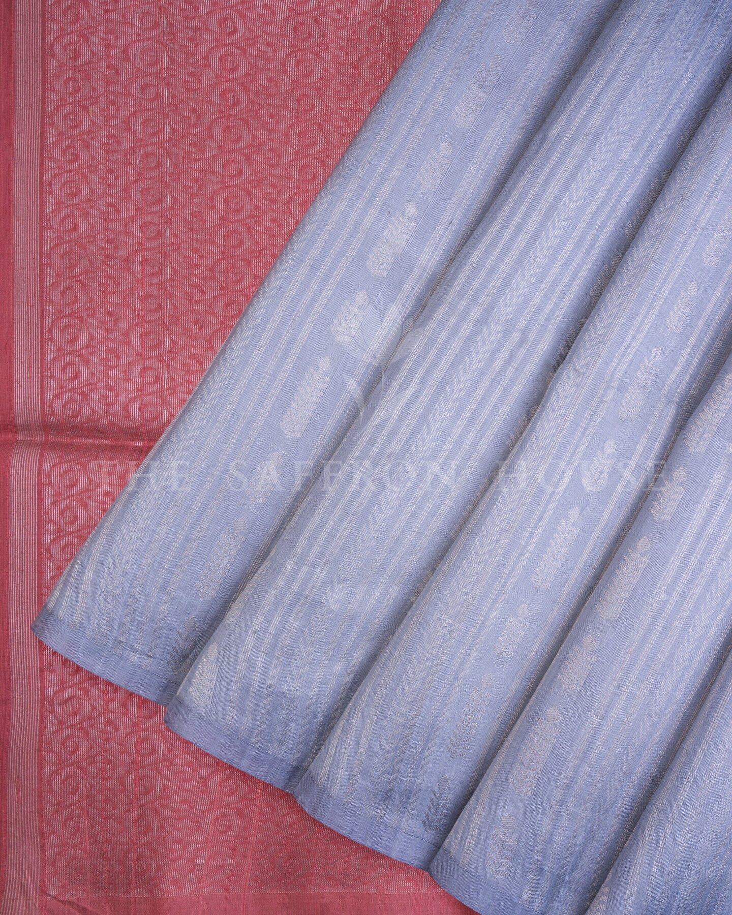Slate Grey And Rose Tussar Silk Saree – The Saffron House