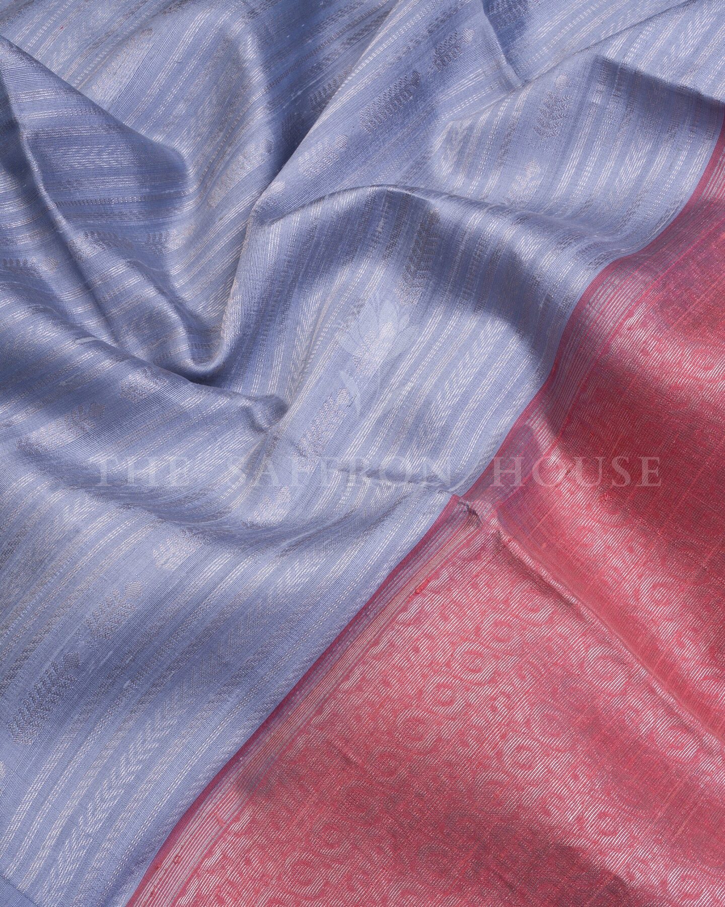 Slate Grey And Rose Tussar Silk Saree – The Saffron House