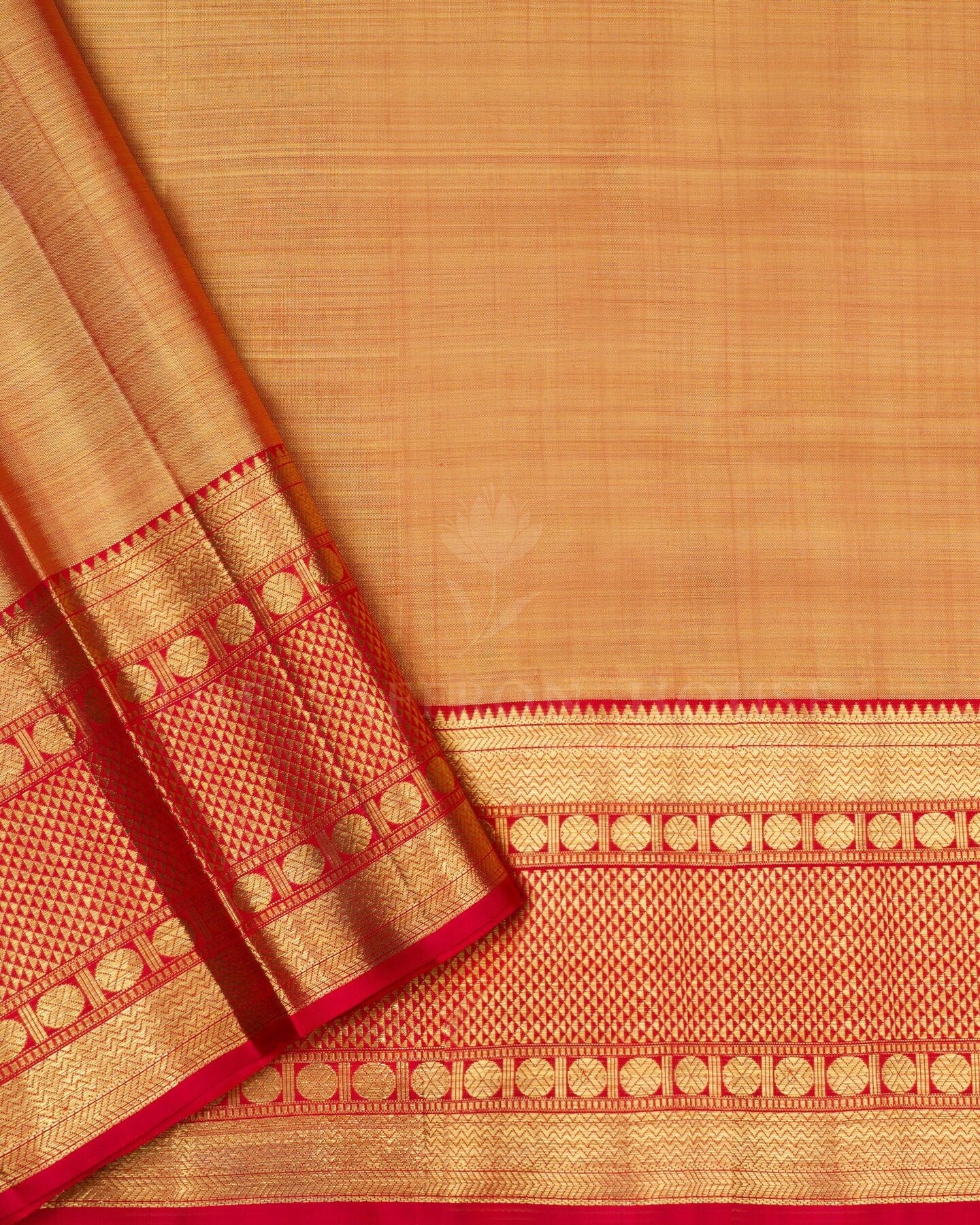 Peach And Red Tissue Kanjivaram Silk Saree – The Saffron House