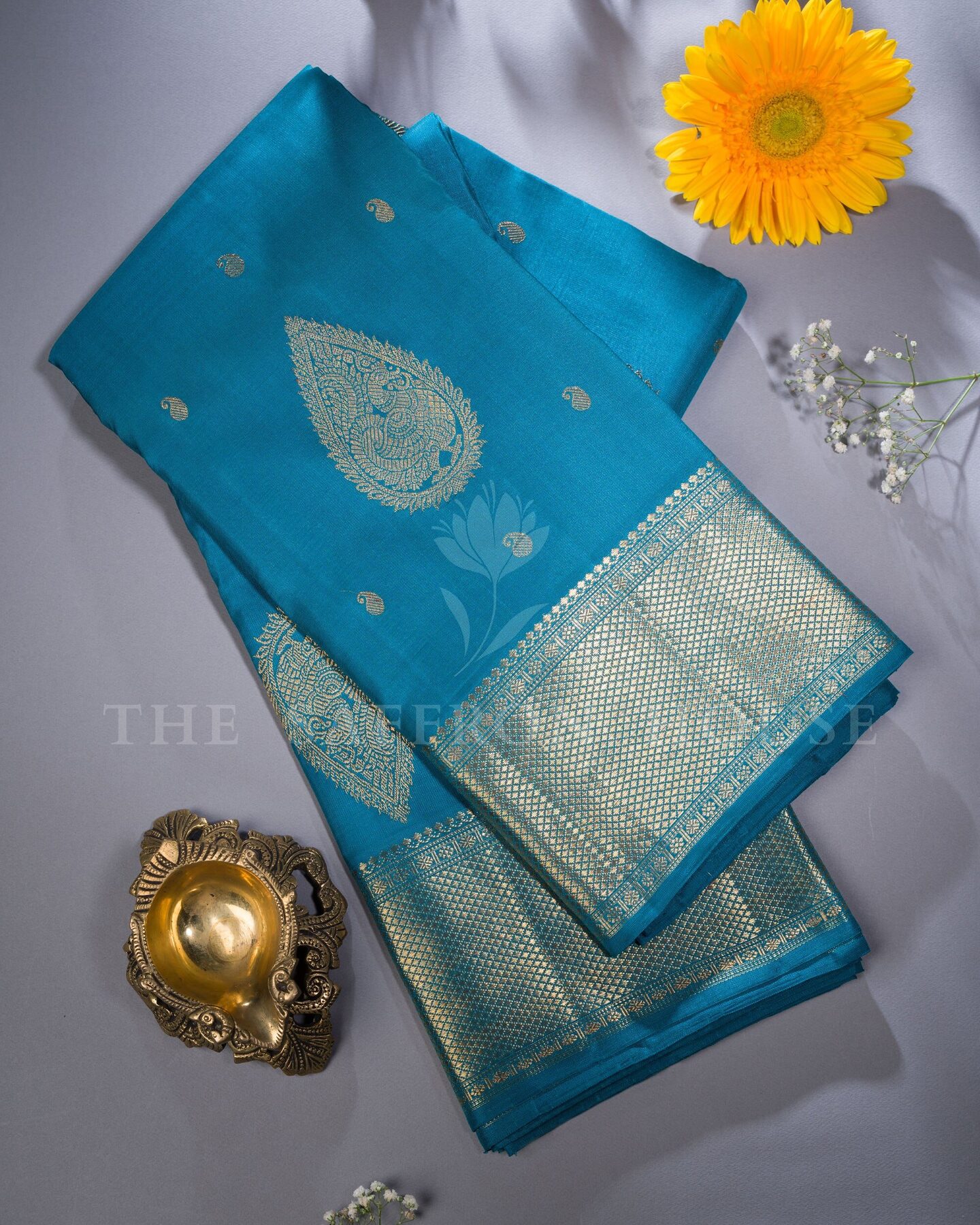 Teal Kanjivaram Silk Saree