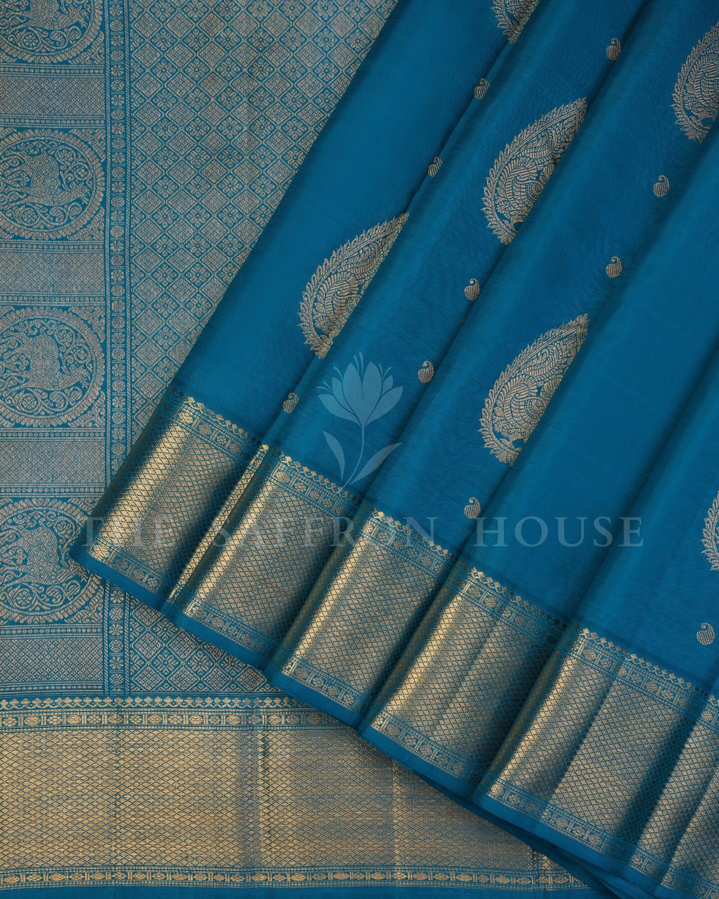 Teal Kanjivaram Silk Saree
