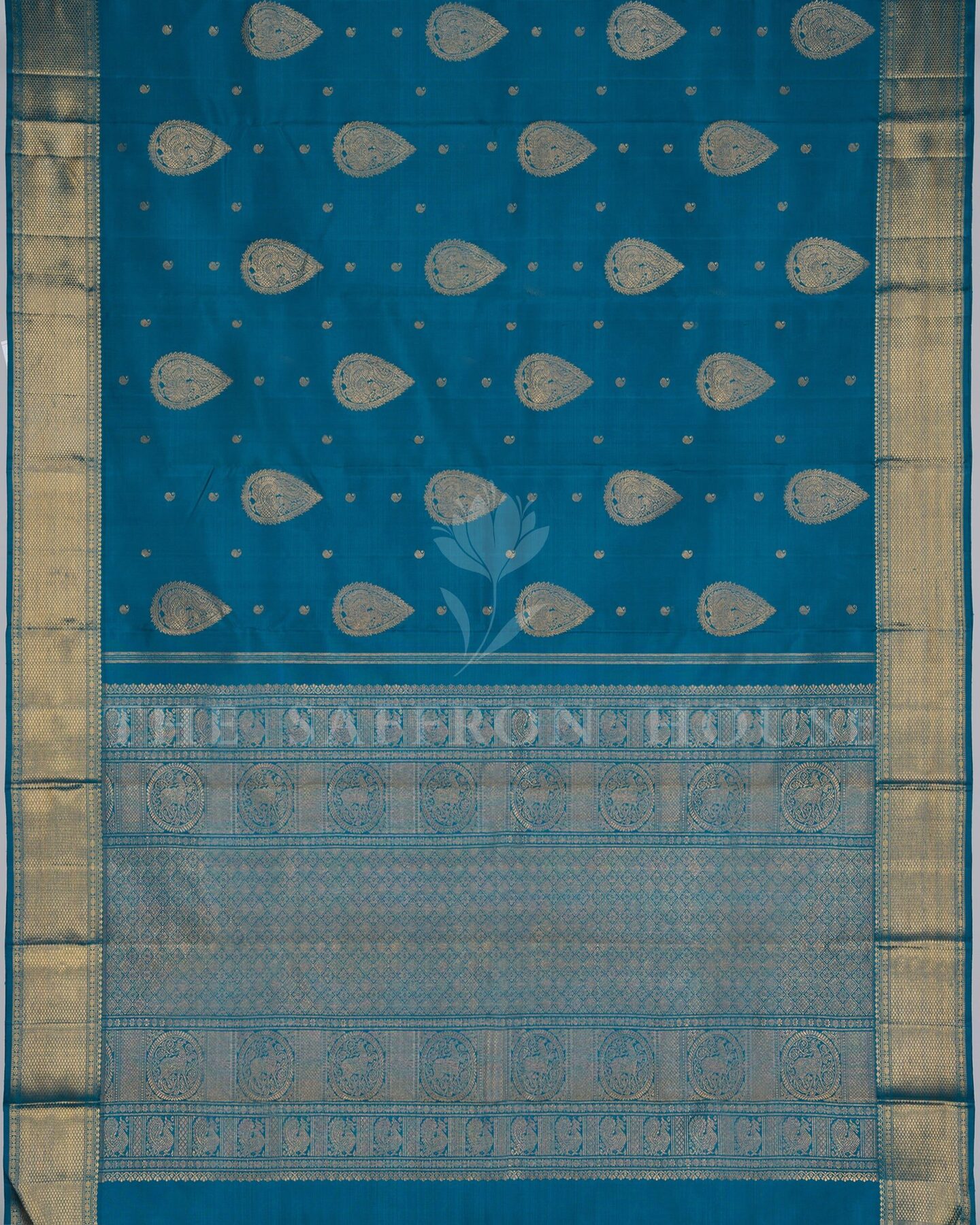 Teal Kanjivaram Silk Saree – The Saffron House