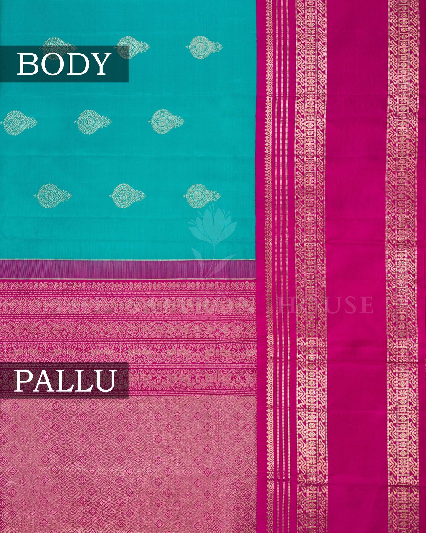 Magenta Pink And Turquoise Korvai Kanjivaram Silk Saree – The Saffron House
