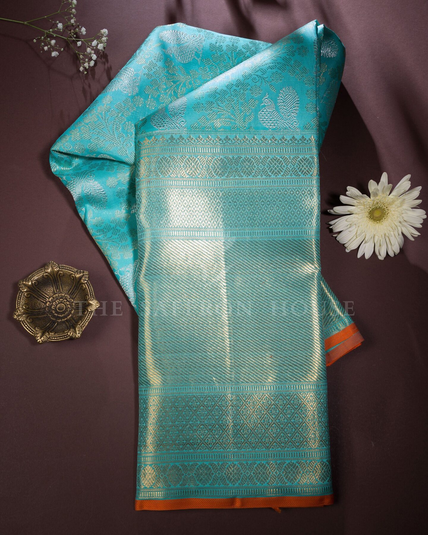 Turquoise Kanjivaram Silk Saree
