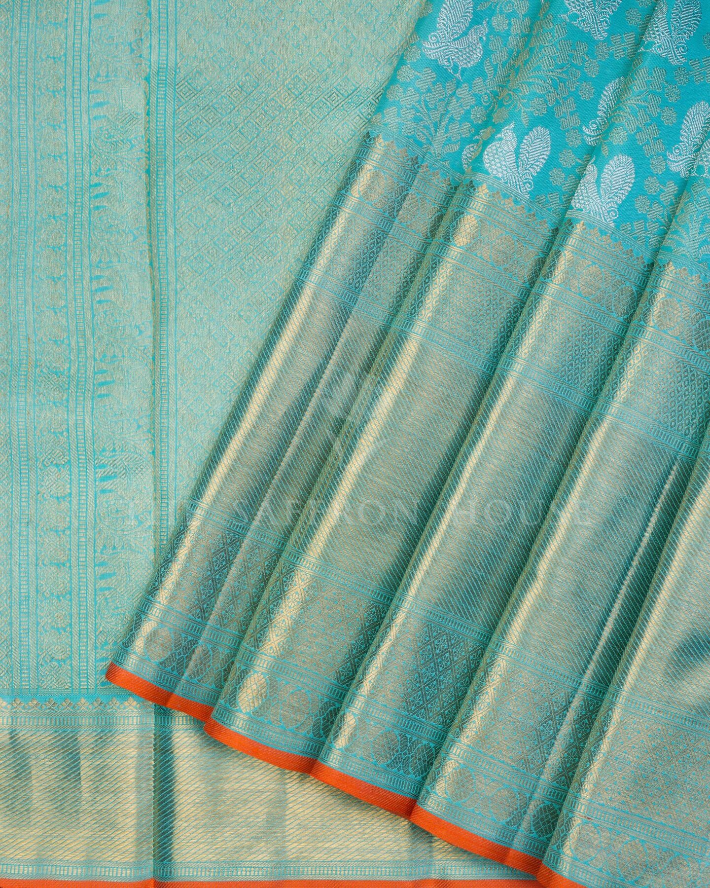 Turquoise Kanjivaram Silk Saree