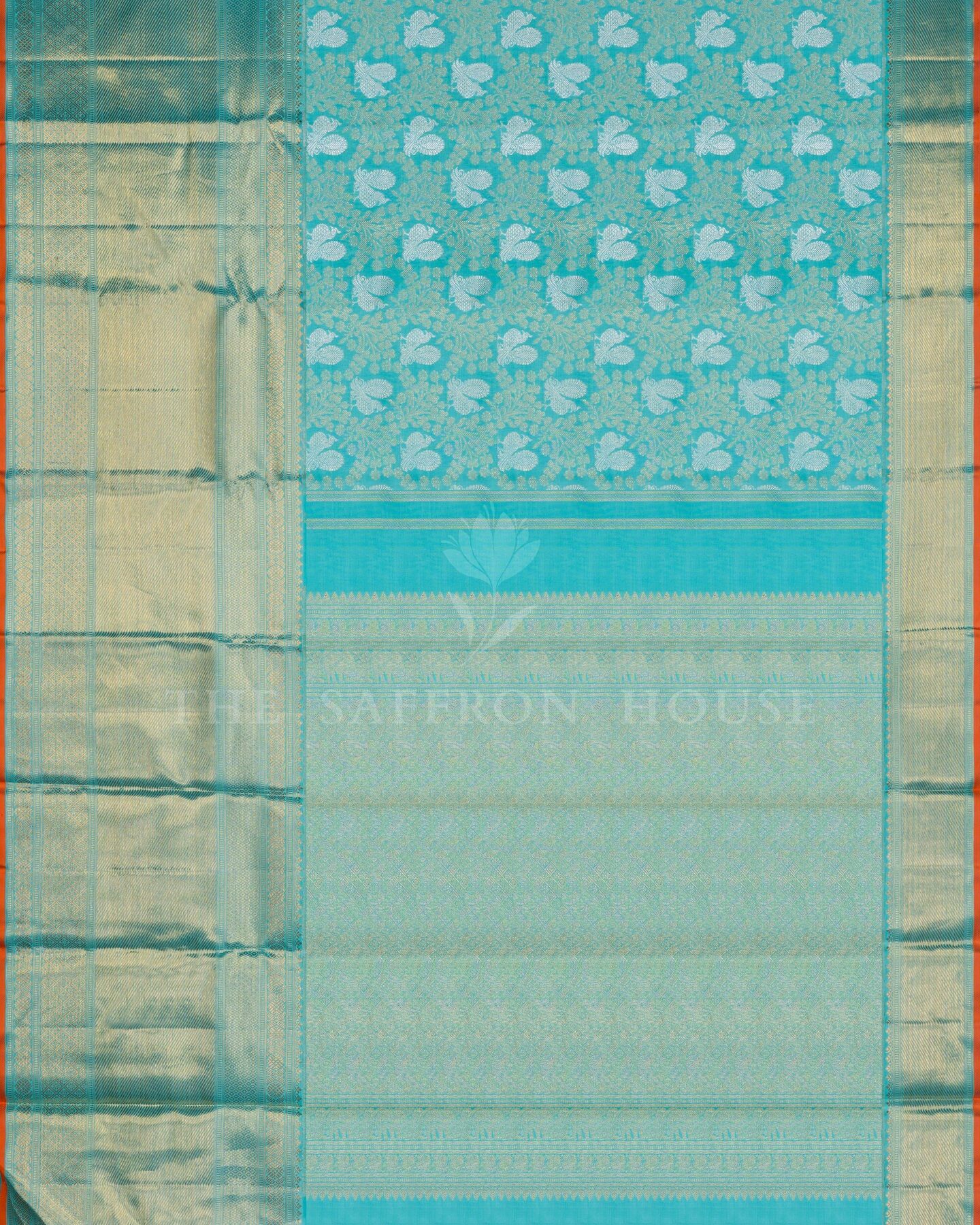 Turquoise Kanjivaram Silk Saree – The Saffron House