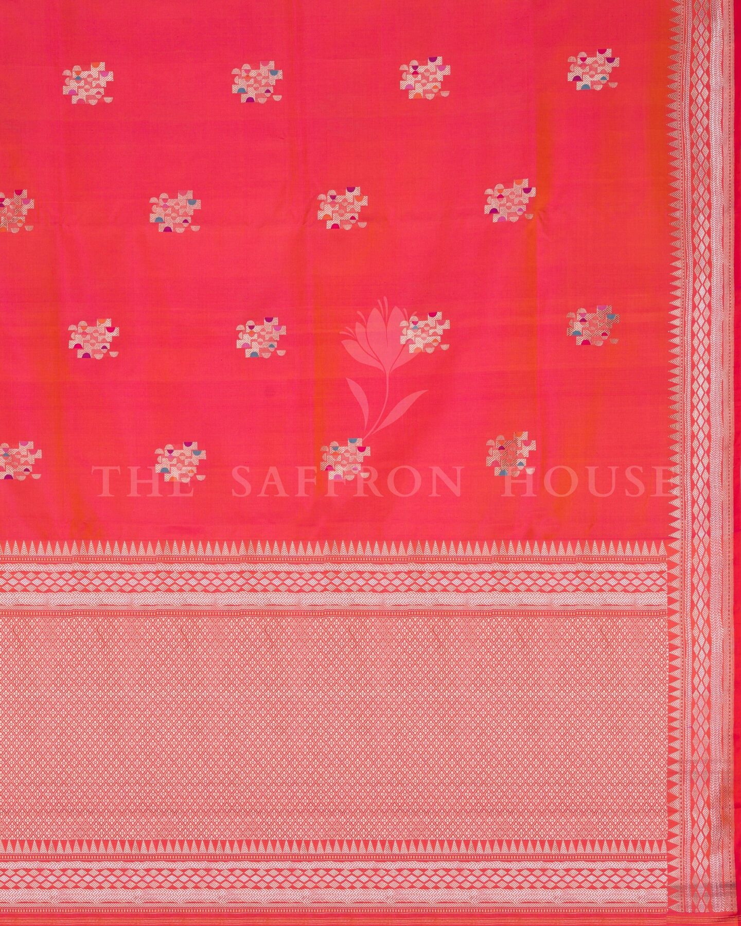 Vermilion Red Mashru Banarasi Saree – The Saffron House