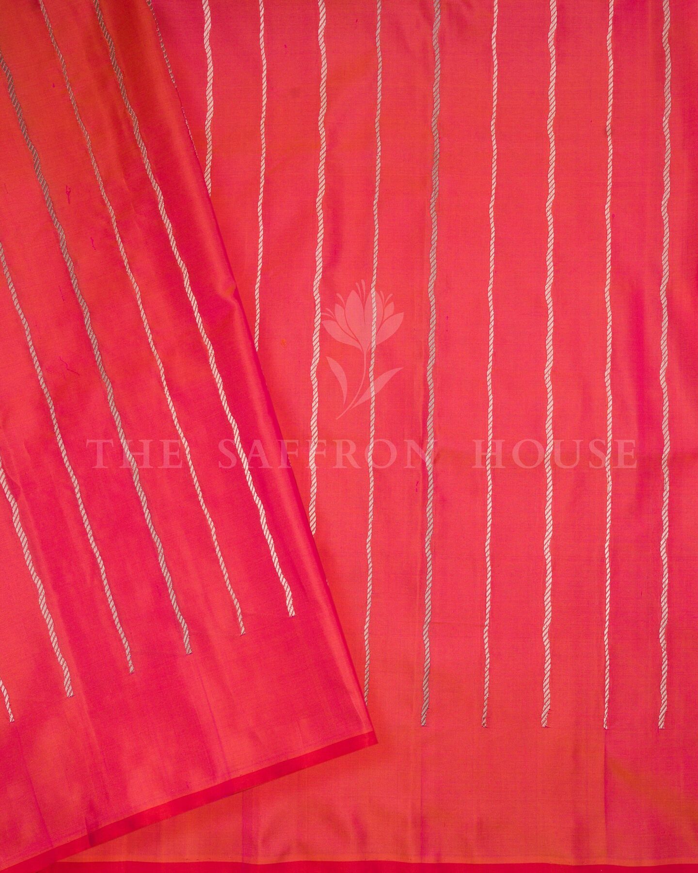 Vermilion Red Mashru Banarasi Saree – The Saffron House