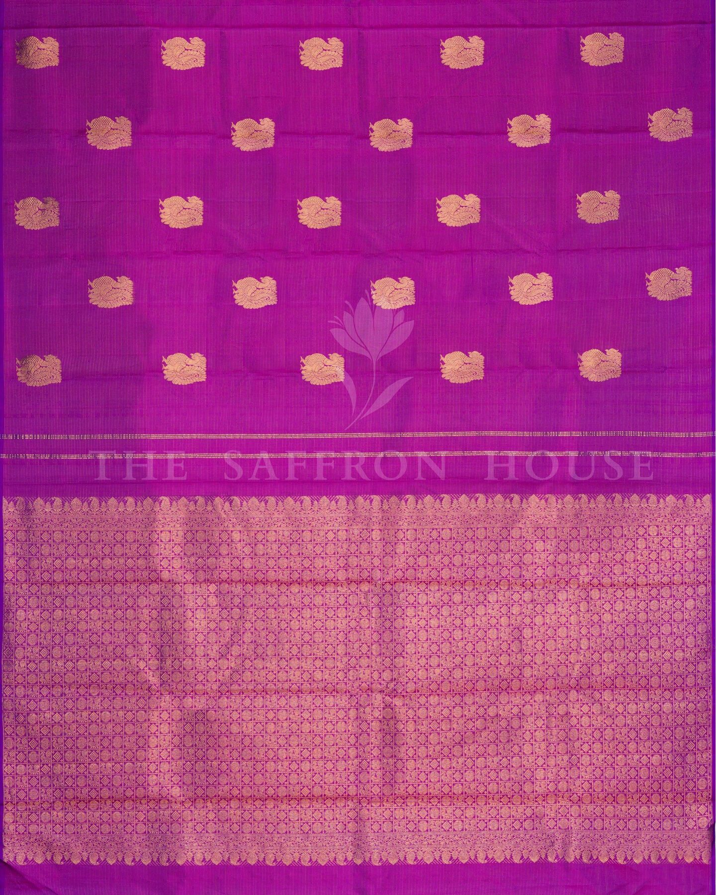 Violet Kattam Kanjivaram Silk Saree – The Saffron House