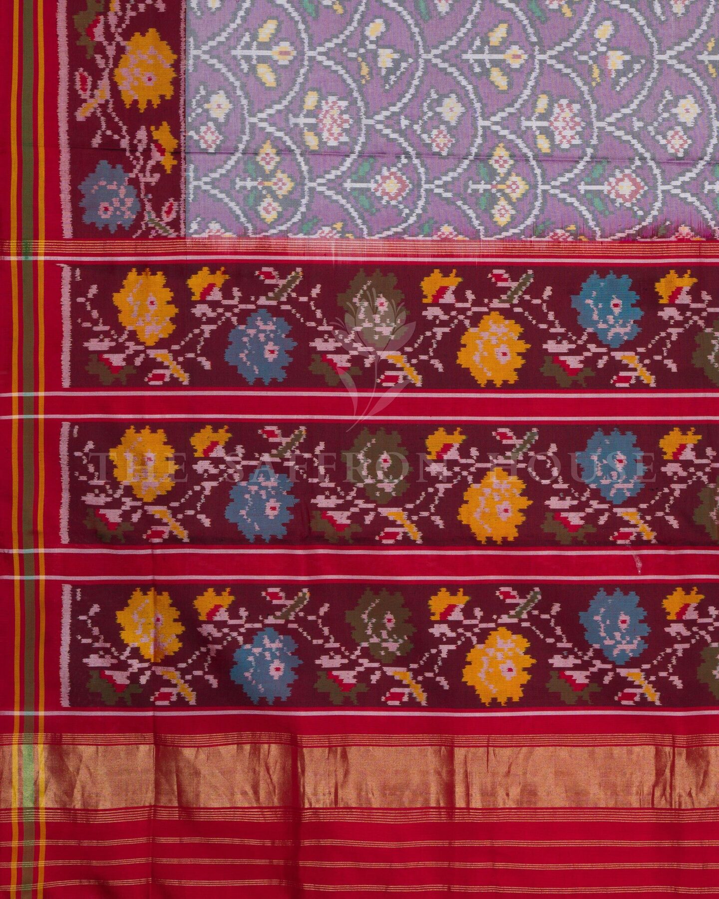Violet And Burgundy Maroon Handwoven Patola Saree – The Saffron House