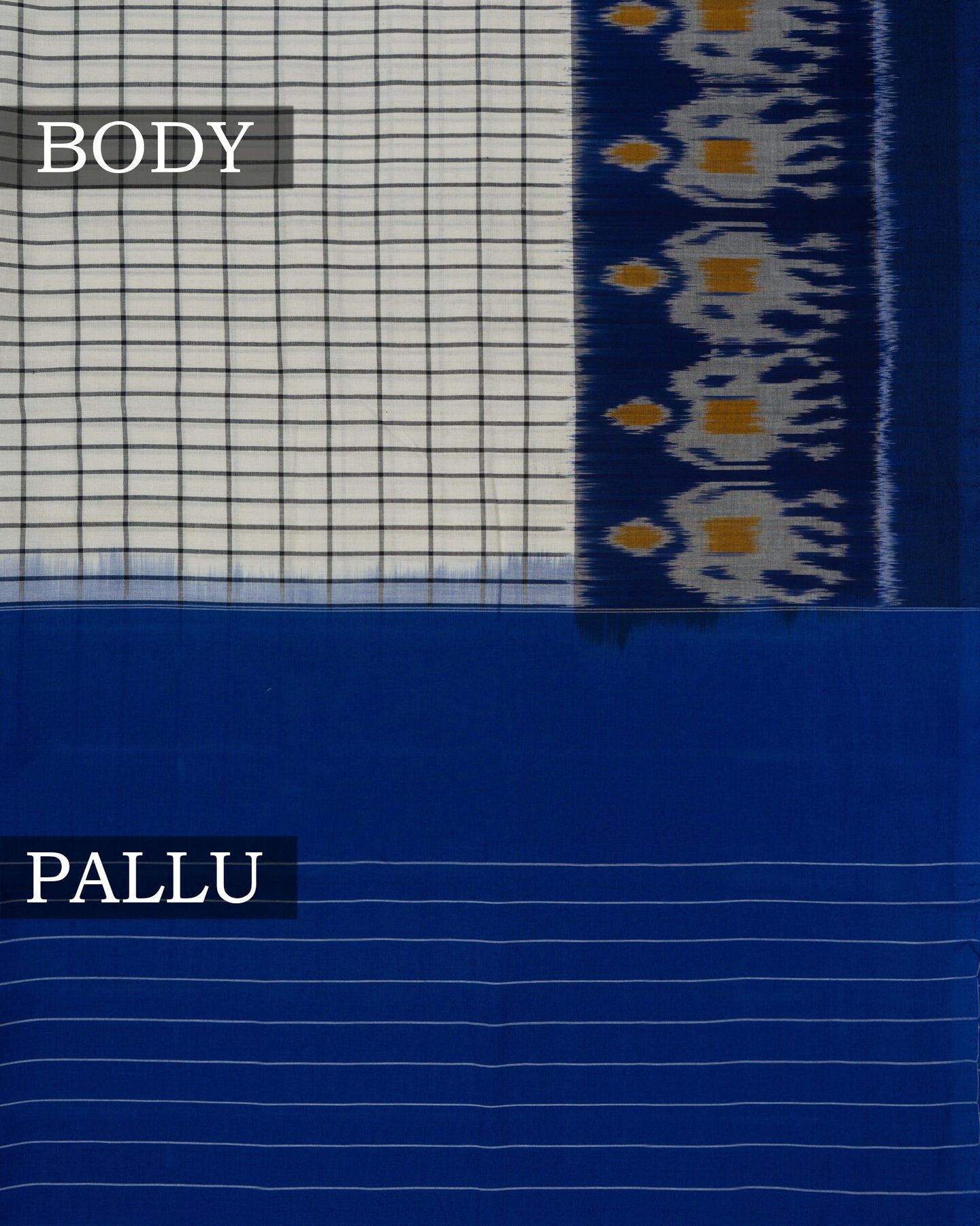 Pure White And Blue Handwoven Patola Saree – The Saffron House