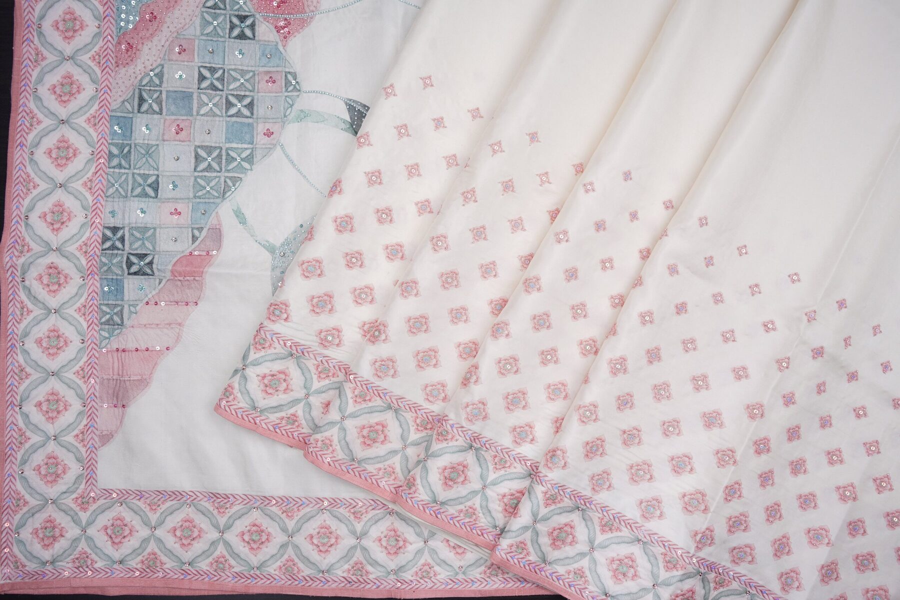 Off White And Ivory Kanjivaram Silk Saree – The Saffron House